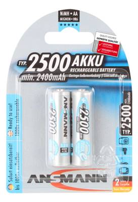 Piles rechargeables Ansmann E-Max LR06 / AA 1.2V 2500mAh blister de 2