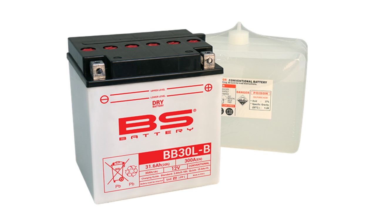 Batterie moto BS Batterie YB30L-B 12V 31.6Ah 300A +D. Garantie 6 mois