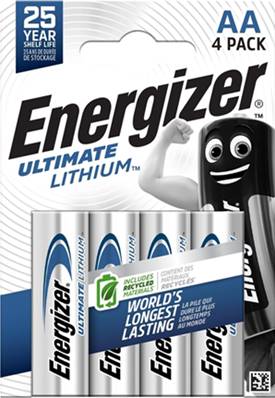 Piles Energizer ultra lithium AA/ LR06/L91 1.5V Lithium blister de 4 piles