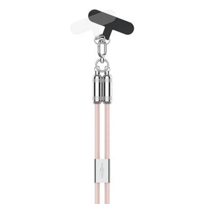 Câble de charge tour de cou rose aluminium/Nylon USB-C to Lightning 1.20m 27W 3A