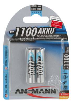 Piles rechargeables LR03/AAA 1.2V 1.1Ah blister de 2