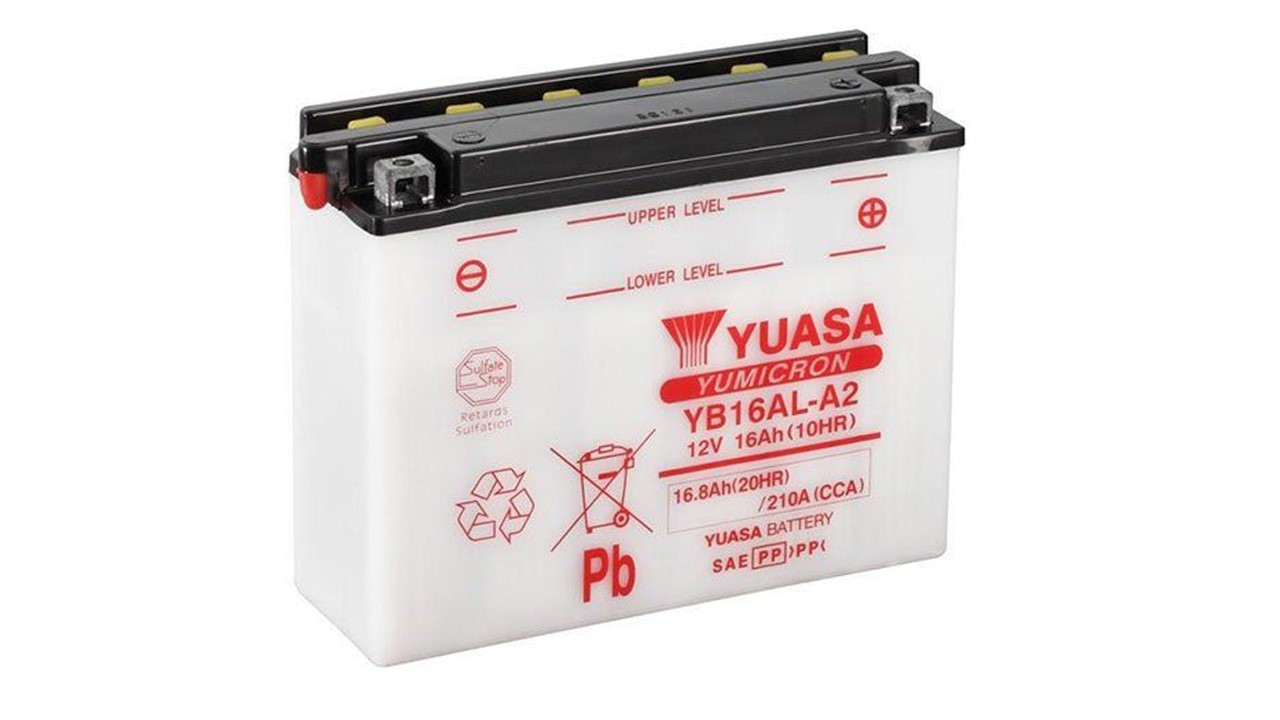 Batterie moto Yuasa YB16AL-A2 12V 16Ah 210A +D. Garantie 1 an